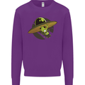 A Funny Alien Stuck in a UFO Flying Saucer Mens Sweatshirt Jumper Purple