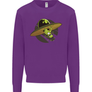 A Funny Alien Stuck in a UFO Flying Saucer Mens Sweatshirt Jumper Purple