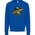 A Funny Alien Stuck in a UFO Flying Saucer Mens Sweatshirt Jumper Royal Blue