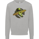 A Funny Alien Stuck in a UFO Flying Saucer Mens Sweatshirt Jumper Sports Grey