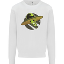 A Funny Alien Stuck in a UFO Flying Saucer Mens Sweatshirt Jumper White