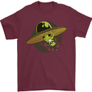 A Funny Alien Stuck in a UFO Flying Saucer Mens T-Shirt Cotton Gildan Maroon