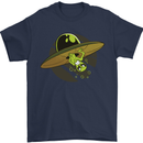 A Funny Alien Stuck in a UFO Flying Saucer Mens T-Shirt Cotton Gildan Navy Blue