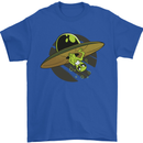 A Funny Alien Stuck in a UFO Flying Saucer Mens T-Shirt Cotton Gildan Royal Blue