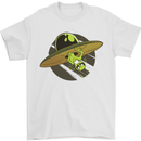 A Funny Alien Stuck in a UFO Flying Saucer Mens T-Shirt Cotton Gildan White