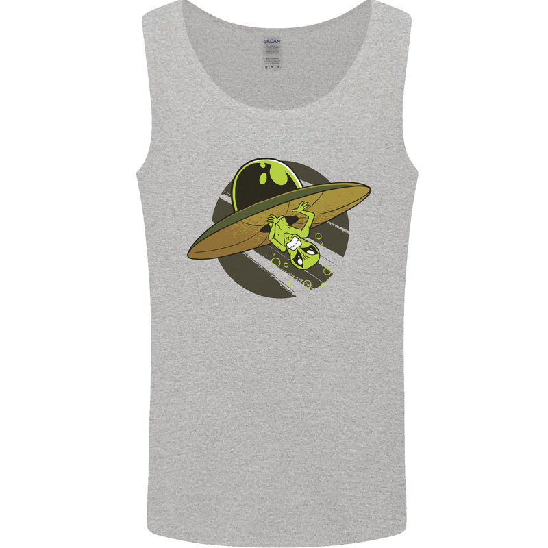 A Funny Alien Stuck in a UFO Flying Saucer Mens Vest Tank Top Sports Grey