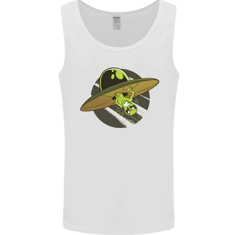 A Funny Alien Stuck in a UFO Flying Saucer Mens Vest Tank Top White