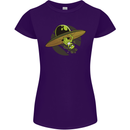 A Funny Alien Stuck in a UFO Flying Saucer Womens Petite Cut T-Shirt Purple