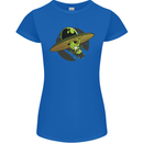 A Funny Alien Stuck in a UFO Flying Saucer Womens Petite Cut T-Shirt Royal Blue