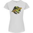 A Funny Alien Stuck in a UFO Flying Saucer Womens Petite Cut T-Shirt White