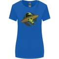 A Funny Alien Stuck in a UFO Flying Saucer Womens Wider Cut T-Shirt Royal Blue