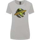A Funny Alien Stuck in a UFO Flying Saucer Womens Wider Cut T-Shirt Sports Grey
