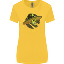 A Funny Alien Stuck in a UFO Flying Saucer Womens Wider Cut T-Shirt Yellow
