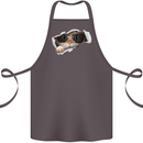 A Funny Cat Peeking From a Ripped Top Cotton Apron 100% Organic Dark Grey
