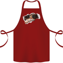 A Funny Cat Peeking From a Ripped Top Cotton Apron 100% Organic Maroon