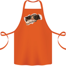 A Funny Cat Peeking From a Ripped Top Cotton Apron 100% Organic Orange
