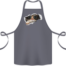 A Funny Cat Peeking From a Ripped Top Cotton Apron 100% Organic Steel
