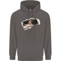 A Funny Cat Peeking From a Ripped Top Mens 80% Cotton Hoodie Charcoal