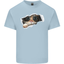 A Funny Cat Peeking From a Ripped Top Mens Cotton T-Shirt Tee Top Light Blue