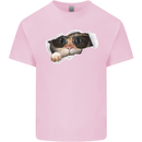 A Funny Cat Peeking From a Ripped Top Mens Cotton T-Shirt Tee Top Light Pink