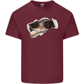 A Funny Cat Peeking From a Ripped Top Mens Cotton T-Shirt Tee Top Maroon