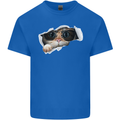 A Funny Cat Peeking From a Ripped Top Mens Cotton T-Shirt Tee Top Royal Blue