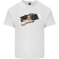 A Funny Cat Peeking From a Ripped Top Mens Cotton T-Shirt Tee Top White