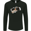 A Funny Cat Peeking From a Ripped Top Mens Long Sleeve T-Shirt Black