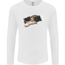 A Funny Cat Peeking From a Ripped Top Mens Long Sleeve T-Shirt White