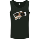 A Funny Cat Peeking From a Ripped Top Mens Vest Tank Top Black