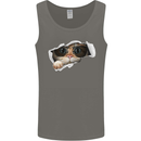 A Funny Cat Peeking From a Ripped Top Mens Vest Tank Top Charcoal