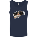 A Funny Cat Peeking From a Ripped Top Mens Vest Tank Top Navy Blue
