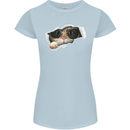 A Funny Cat Peeking From a Ripped Top Womens Petite Cut T-Shirt Light Blue