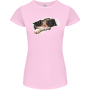 A Funny Cat Peeking From a Ripped Top Womens Petite Cut T-Shirt Light Pink
