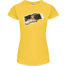 A Funny Cat Peeking From a Ripped Top Womens Petite Cut T-Shirt Yellow