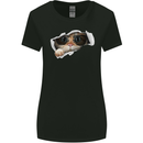 A Funny Cat Peeking From a Ripped Top Womens Wider Cut T-Shirt Black