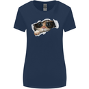 A Funny Cat Peeking From a Ripped Top Womens Wider Cut T-Shirt Navy Blue