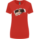 A Funny Cat Peeking From a Ripped Top Womens Wider Cut T-Shirt Red