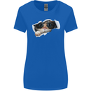 A Funny Cat Peeking From a Ripped Top Womens Wider Cut T-Shirt Royal Blue
