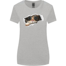 A Funny Cat Peeking From a Ripped Top Womens Wider Cut T-Shirt Sports Grey