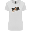 A Funny Cat Peeking From a Ripped Top Womens Wider Cut T-Shirt White