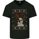 A Funny Christmas Pug Mens V-Neck Cotton T-Shirt Black