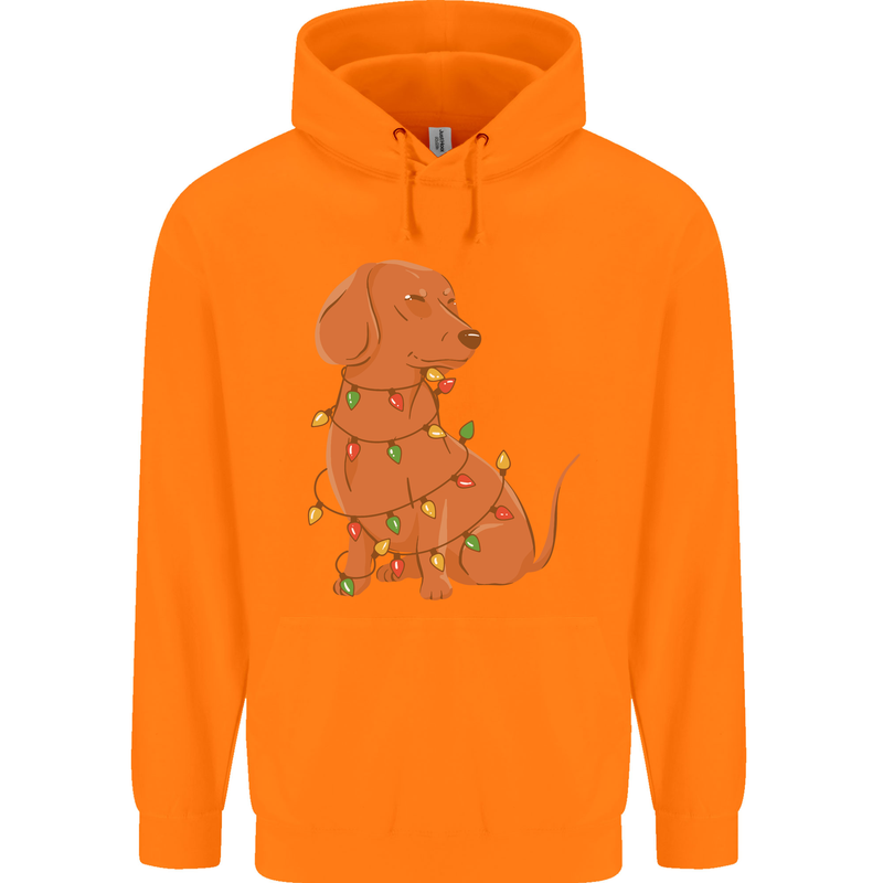 A Funny Christmas Tree Dachshund Childrens Kids Hoodie Orange