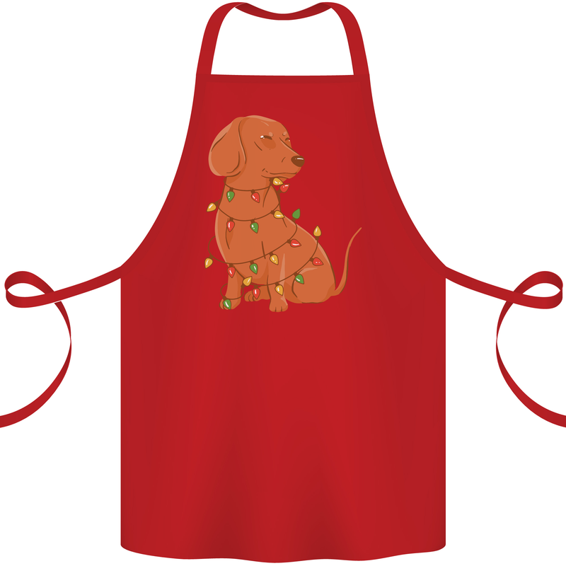 A Funny Christmas Tree Dachshund Cotton Apron 100% Organic Red