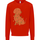 A Funny Christmas Tree Dachshund Kids Sweatshirt Jumper Bright Red