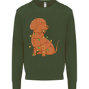 A Funny Christmas Tree Dachshund Kids Sweatshirt Jumper Forest Green