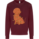 A Funny Christmas Tree Dachshund Kids Sweatshirt Jumper Maroon