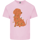 A Funny Christmas Tree Dachshund Kids T-Shirt Childrens Light Pink