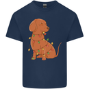 A Funny Christmas Tree Dachshund Kids T-Shirt Childrens Navy Blue