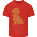 A Funny Christmas Tree Dachshund Kids T-Shirt Childrens Red